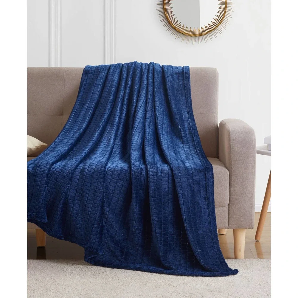 Infinity Home 50‎ x 60 Textured Throw, Navy, 50